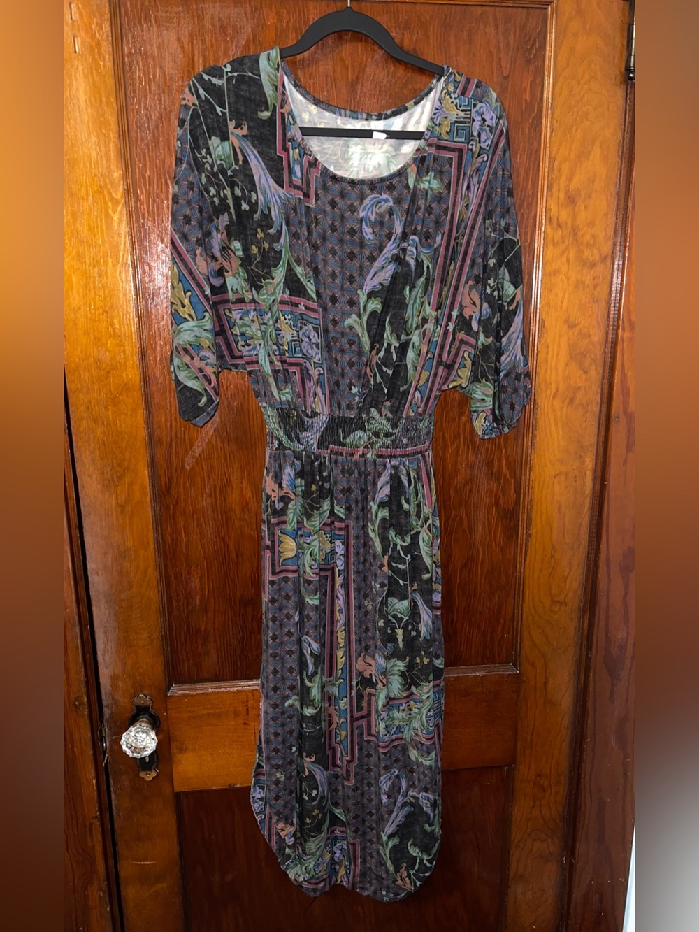 Daily Practice Printed Maxi Dress in Black and Green